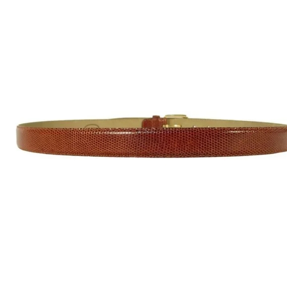 Bullock & Jones - 80/22 Spanish Classic Lizard Skin Belt | Size 32: Cognac Brown - Picture 2 of 5